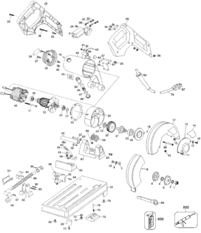Default Diagram and Parts List for B2731 Type 1 Black and Decker Chop Saw